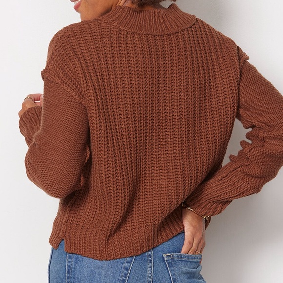 Free People Bell Song pullover sweater, size S, brown - Picture 3 of 9